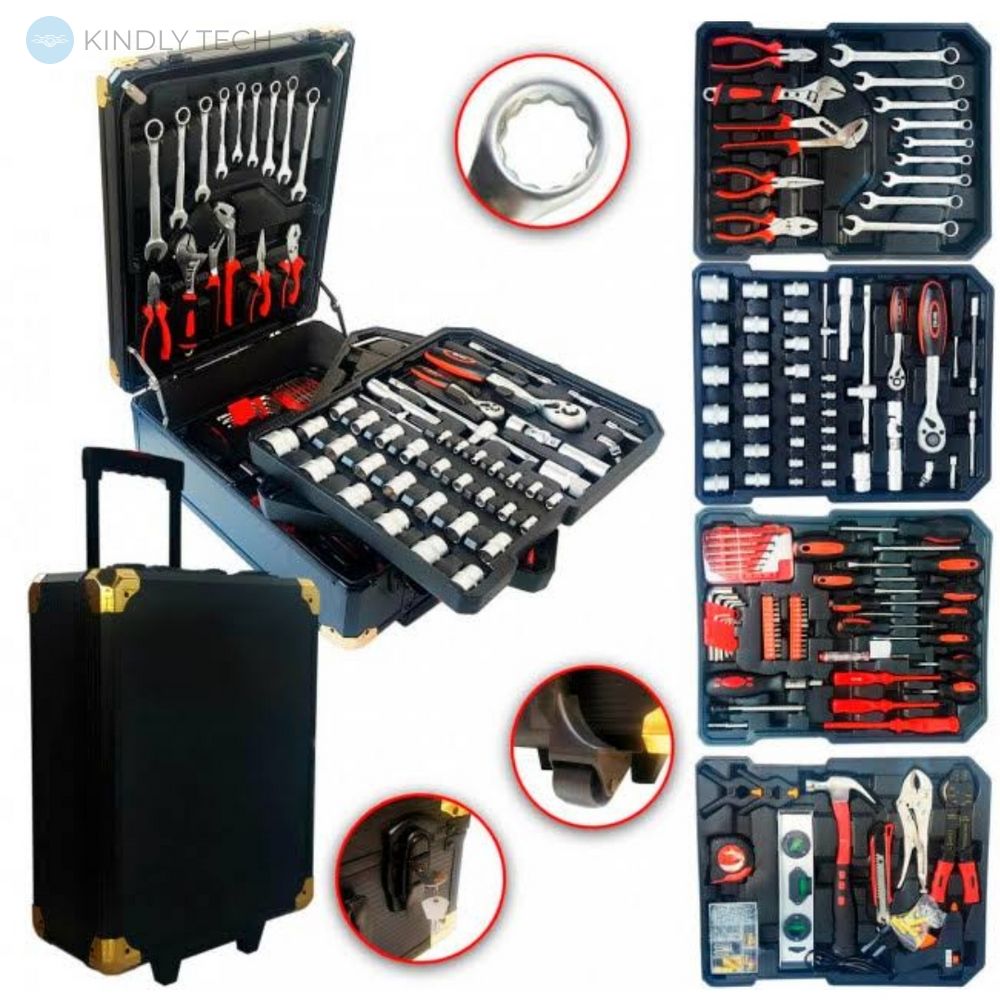Універсальний великий набір інструментів для дому та ремонту авто Tool Box Set 408 предметів в валізі на коліщатках