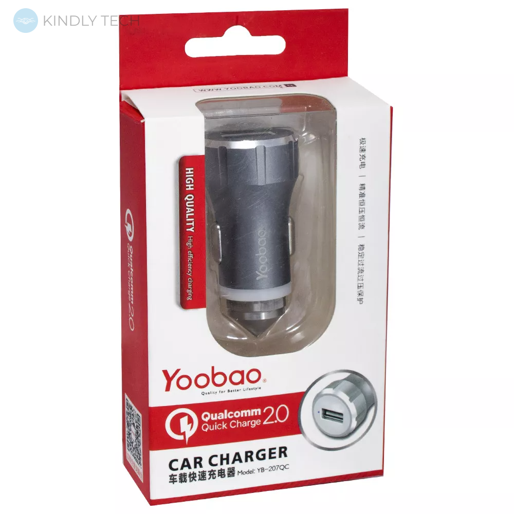 Автомобільний зарядний пристрій Car Charger | 2.4A | 1U — Yoobao YB207 Silver