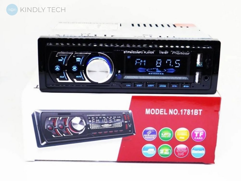 Автомагнитола 1DIN MP3 1781BT (1 USB, 2USB-зарядка, TF card, bluetooth)