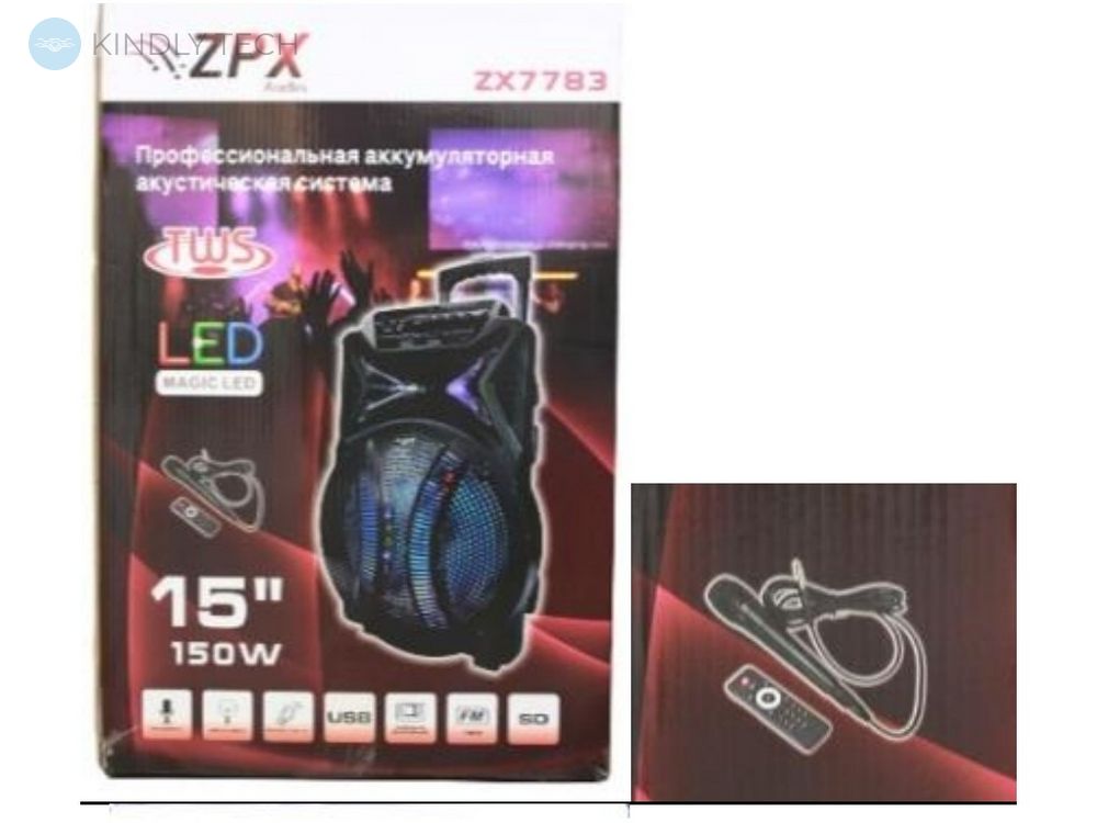 Колонка портативная акустическая с микрофоном ZPX ZX 7783