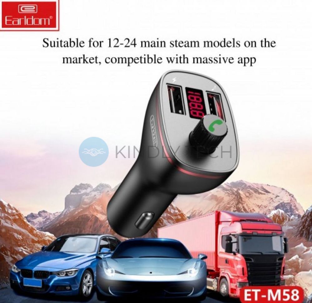 FM-модулятор MP3 с автомобильным зарядным устройством 2.0A на 2 USB-порта Earldom ET-M58
