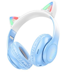Навушники із вушками Bluetooth HOCO W42 Cat Ear, Блакитні
