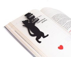 Закладка для книг «Кішка зі стопкою книг», Чорний