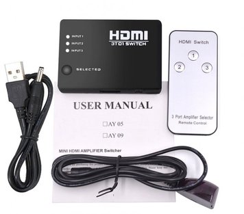 Коммутатор HDMI 1080P switch переключатель 3 на 1