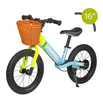Дитячий біговел Champion 16" з кошиком, Жовто-бірюзовий