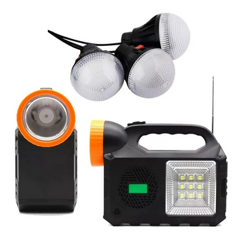 Ліхтар багатофункціональний LED Gdtimes GD-102 із сонячною панеллю FM-радіо 3 лампочки PowerBank