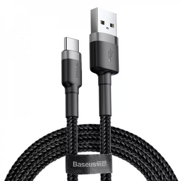 Кабель USB C 3A (1m) &mdash; Baseus (CATKLF-B) Cafule Series &mdash; CATKLF-BG1 Gray + Black