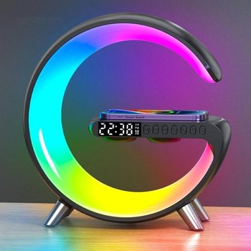 Настольная смарт лампа-ночник G-Smart RGB 15W Light Sound Machine с беспроводной зарядкой и Bluetooth-колонкой 3W черная