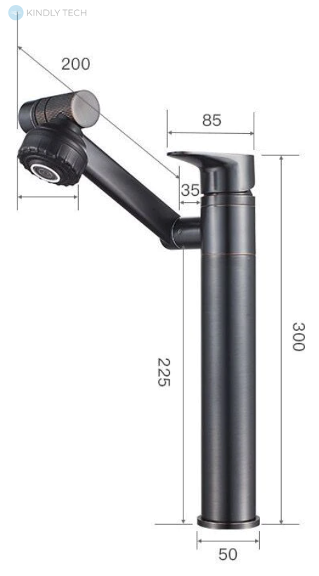 Змішувач для раковини (30 см), що обертається Swiveling Faucet, Білий