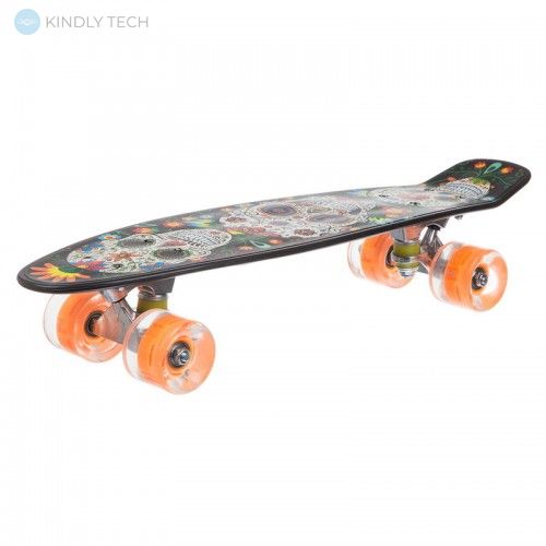 Скейт Пенни Борд (Penny Board 881) со светящимися колесами, Черный