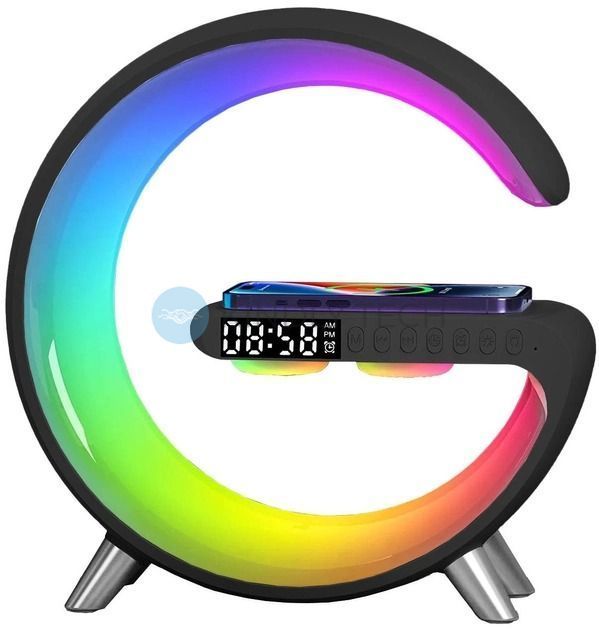 Настольная смарт лампа-ночник G-Smart RGB 15W Light Sound Machine с беспроводной зарядкой и Bluetooth-колонкой 3W черная