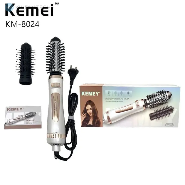 Фен щетка для сушки и укладки волос, 1000 Вт, KM-8024, Фен стайлер с вращением для волос, Фен расческа