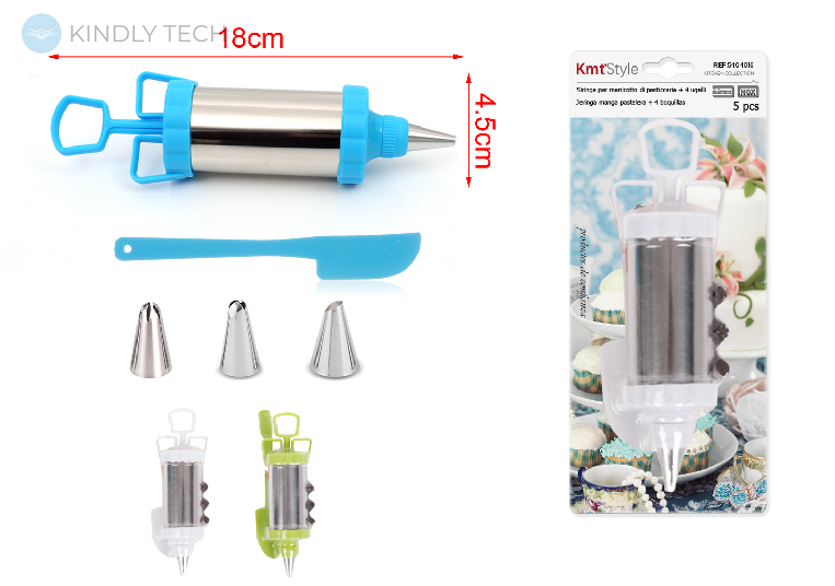 Кондитерський шприц KmtStyle 18х4.5см з насадками в асортименті