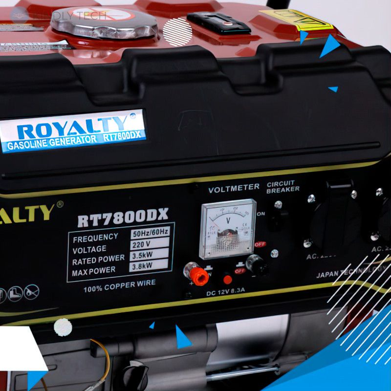 Генератор бензиновый с стартером ROYALTY RT7800DX однофазный 3.8/3.5 кВт