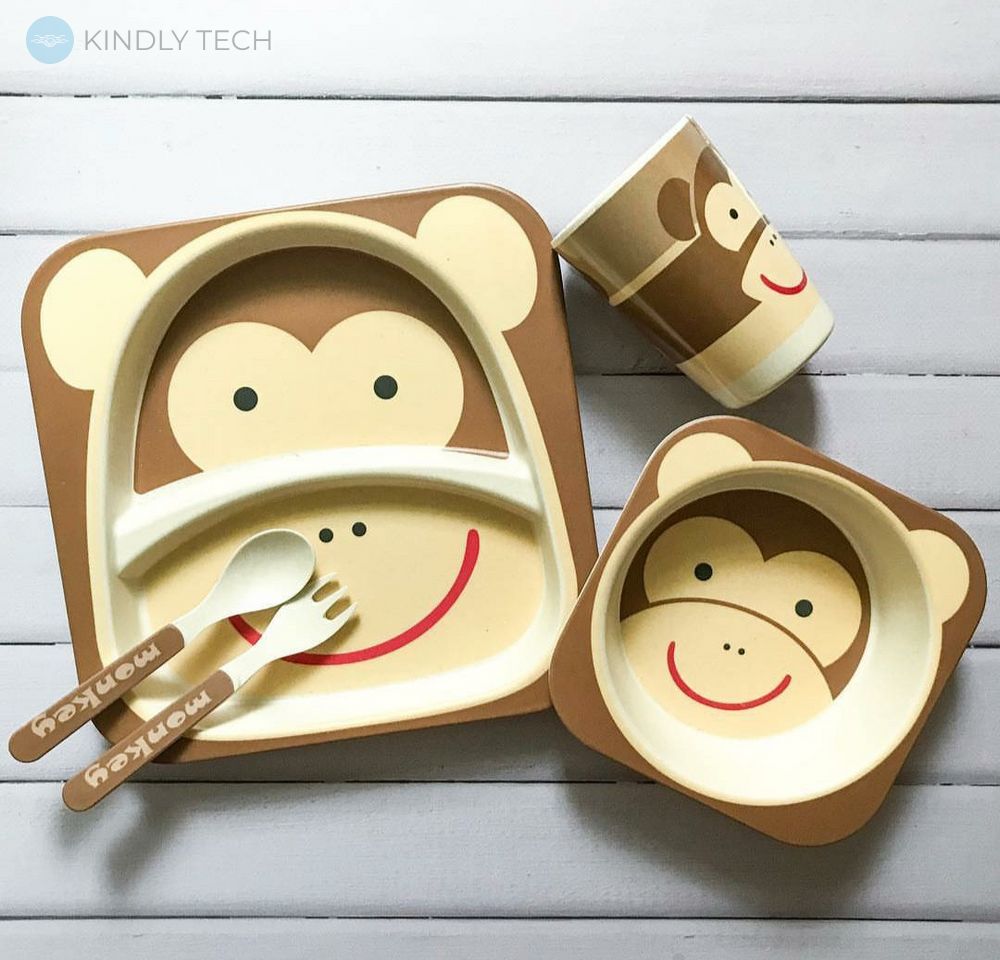 Набір дитячого посуду з бамбукового волокна Мавпа