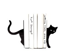 Упоры для книг «Кошка и книги», Чорний