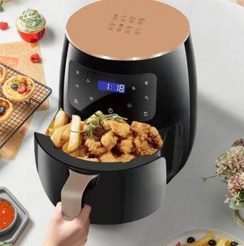 Аерофритюрниця 6л 3600Вт Maxtop Чорна із золотим