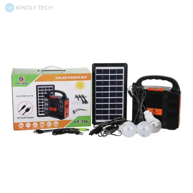 Ліхтар зовнішній акумулятор Power Bank EP-396 сонячною батареєю для кемпінгу + 3 лампи