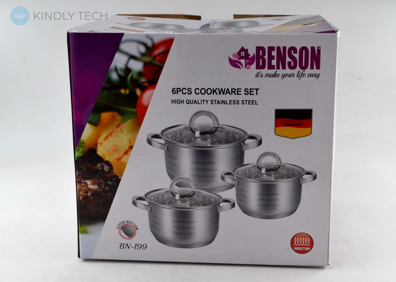 Набор нержавеющей посуды. 6 предметов - Benson BN-199
