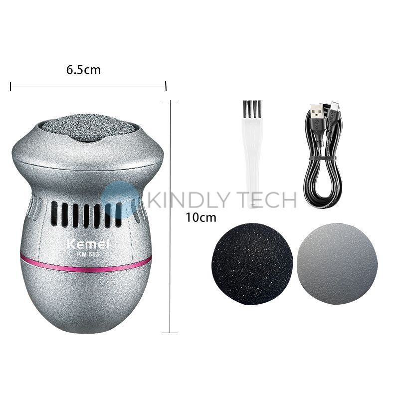 Професійна акумуляторна електрична пилка для педикюру Kemei KM-553 USB для догляду за стопами та видалення огрубілої шкіри