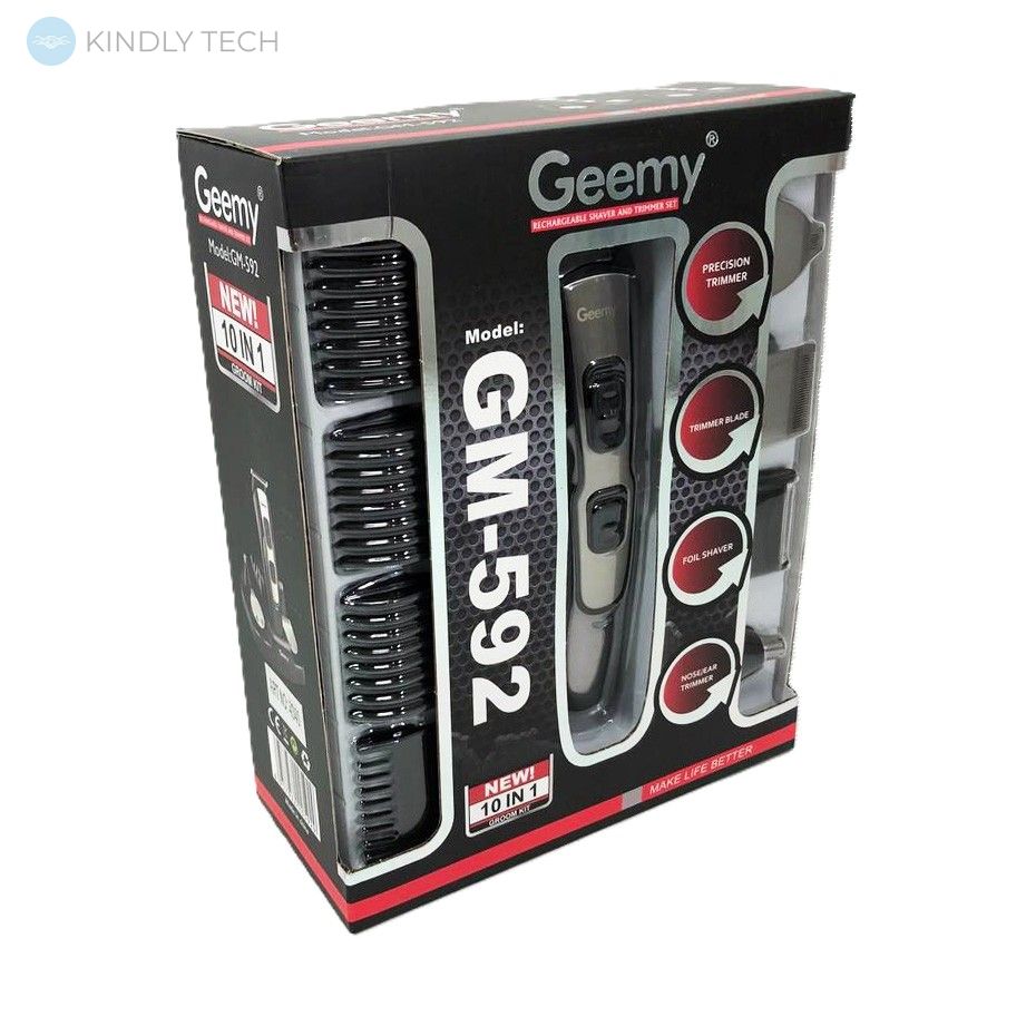 Аккумуляторная машинка для стрижки Geemy Gm-592 10в1
