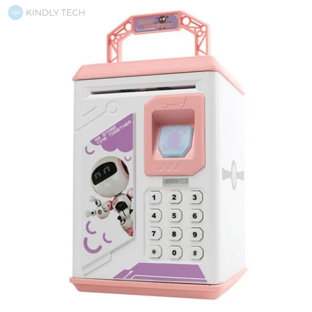 Детский сейф-копилка с кодовым замком и отпечатком пальца, Pink
