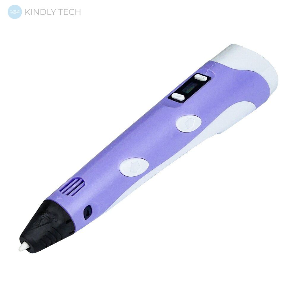 3D ручка для рисования пластиком с LCD дисплеем Фиолетовая