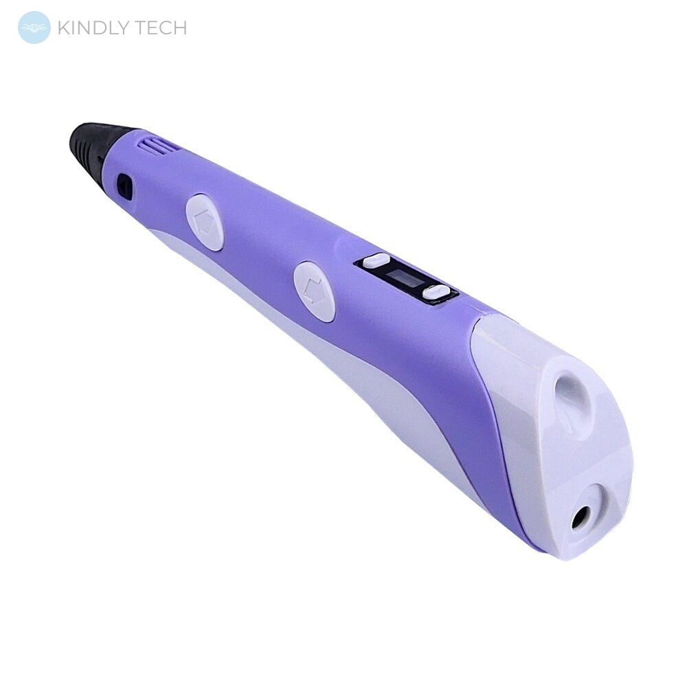 3D ручка для рисования пластиком с LCD дисплеем Фиолетовая