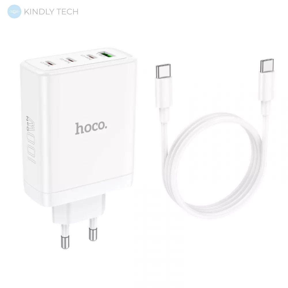 Мережевий зарядний пристрій 100W PD | QC3.0 C to C Cable (1m) - Hoco N31 - White