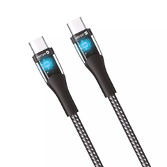 Кабель USB C to C 60W (1.2m) — Veron CC01 Nylon LED — Black