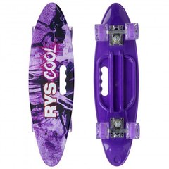 Скейт Пенні Борд (Penny Board 885) зі світними колесами та ручкою, Фіолетовий