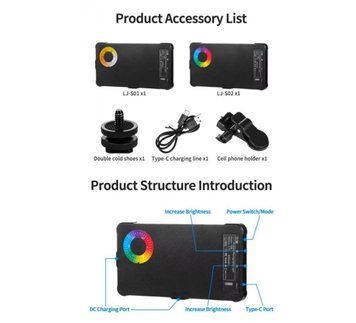 Селф спалах RGB LJ-S02 для мобільного телефону 4000mAh 3000-6500K