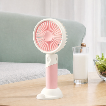 Портативный мини вентилятор Portable Fan 6+ аккумуляторный USB, Розовый