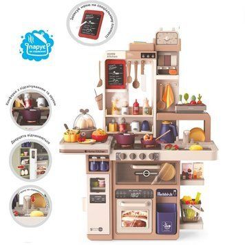 Дитяча іграшкова кухня "Маленький шеф-кухар" 889-232, 74 предмети пар, світловий звук, вода
