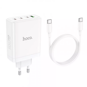 Сетевое зарядное устройство 100W | PD | QC3.0 | C to C Cable (1m) &mdash; Hoco N31 &mdash; White