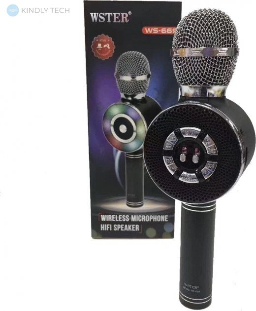 Бездротовий караоке-мікрофон Wster WS-669 з вбудованим динаміком Black