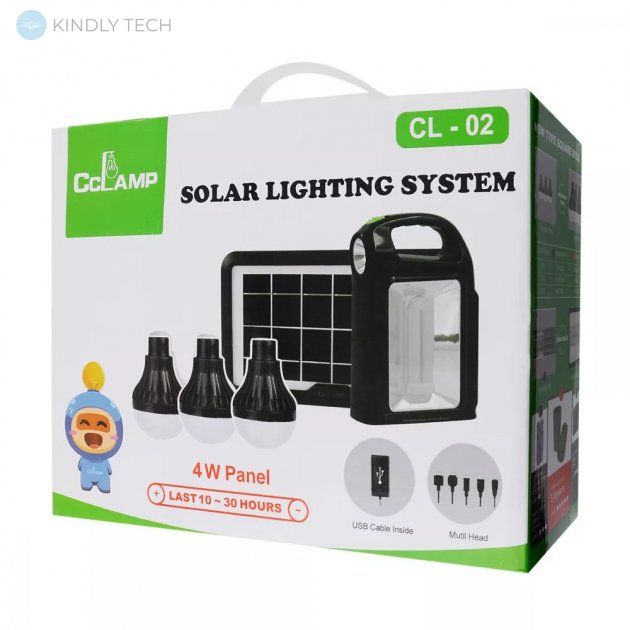 Ліхтар-Power Bank із сонячною панеллю CL-02, + лампочки