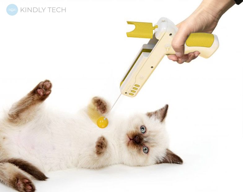 Іграшка-пістолет для котів з пером / кулькою жарт для домашніх вихованців