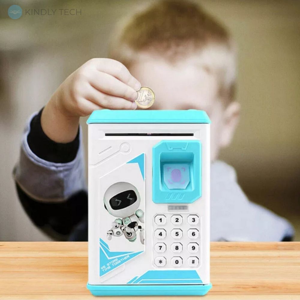 Дитячий сейф-скарбничка з кодовим замком і відбитком пальця, Blue