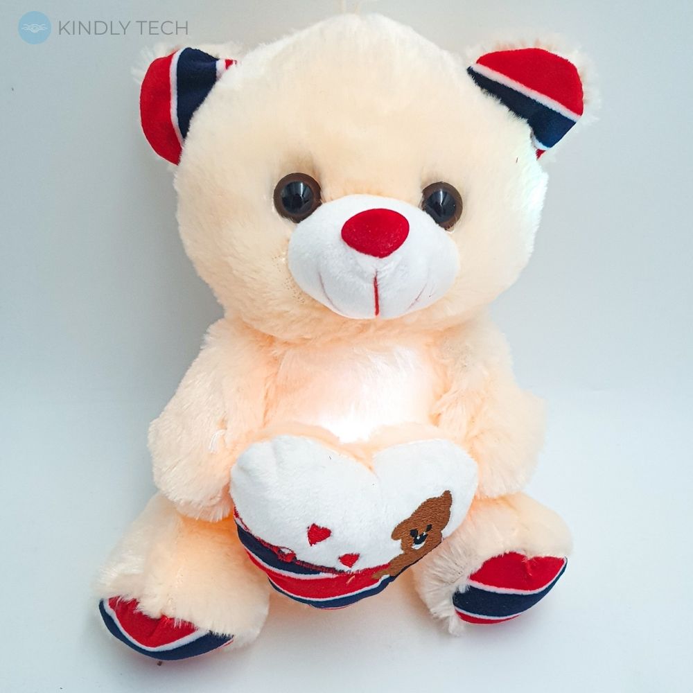 Сяючий плюшевий ведмедик Тедді з серцем інтерактивна розмовляюча м'яка іграшка, Peach