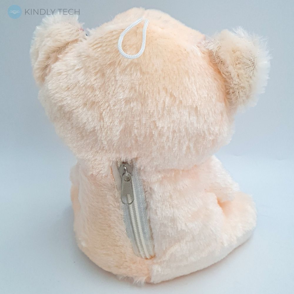 Светящийся плюшевый мишка Тедди с сердцем интерактивная говорящая мягкая игрушка, Peach