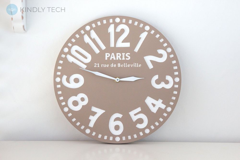Часы «Париж» (пастельно-коричневые), Бежевый
