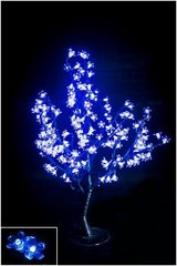Светодиодное декоративное дерево с цветами 1,3м, цвет ламп - синий, ствол черный