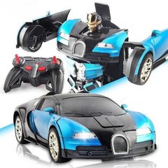 Машинка трансформер Bugatti Robot Car Size 1:12 синяя