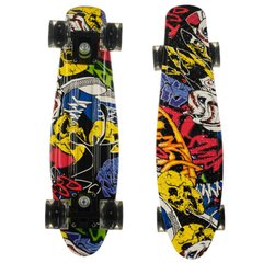 Скейт Пенні Борд (Penny Board) двостороннього забарвлення з сяючими колесами, Графіті