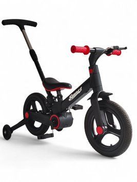 Многофункциональный детский велосипед-беговел Sport 1200 3в1 с родительской ручкой и складной конструкцией,Красный