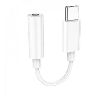 Адаптер USB-C на 3.5 мм Hoco LS35 белого цвета для подключения наушников и аудиоустройств