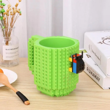 Креативний кухоль-конструктор LEGO Mug 350 мл з блоками для декору,Зелена