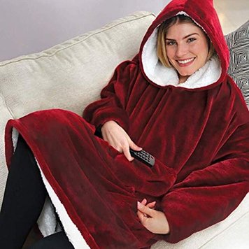 Плед с капюшоном Huggle Ultra Plush Blanket Hoodie Бордовый