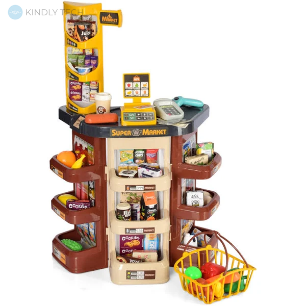 Дитячий ігровий супермаркет магазин Home supermarket на 47 предметів, Коричневий
